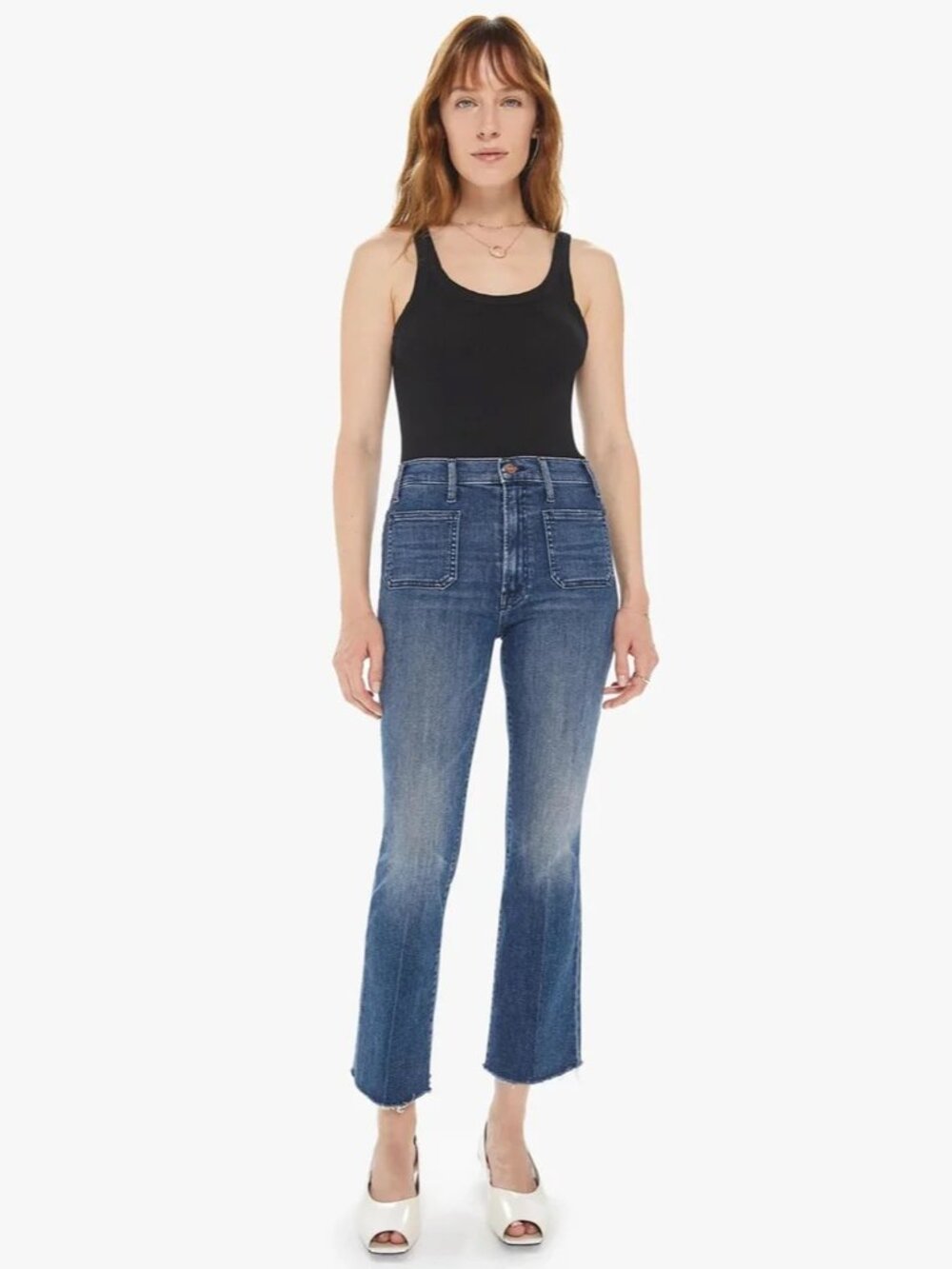 MOTHER Hustler Patch Pocket Ankle Fray Jeans Out For The Evening Size 25